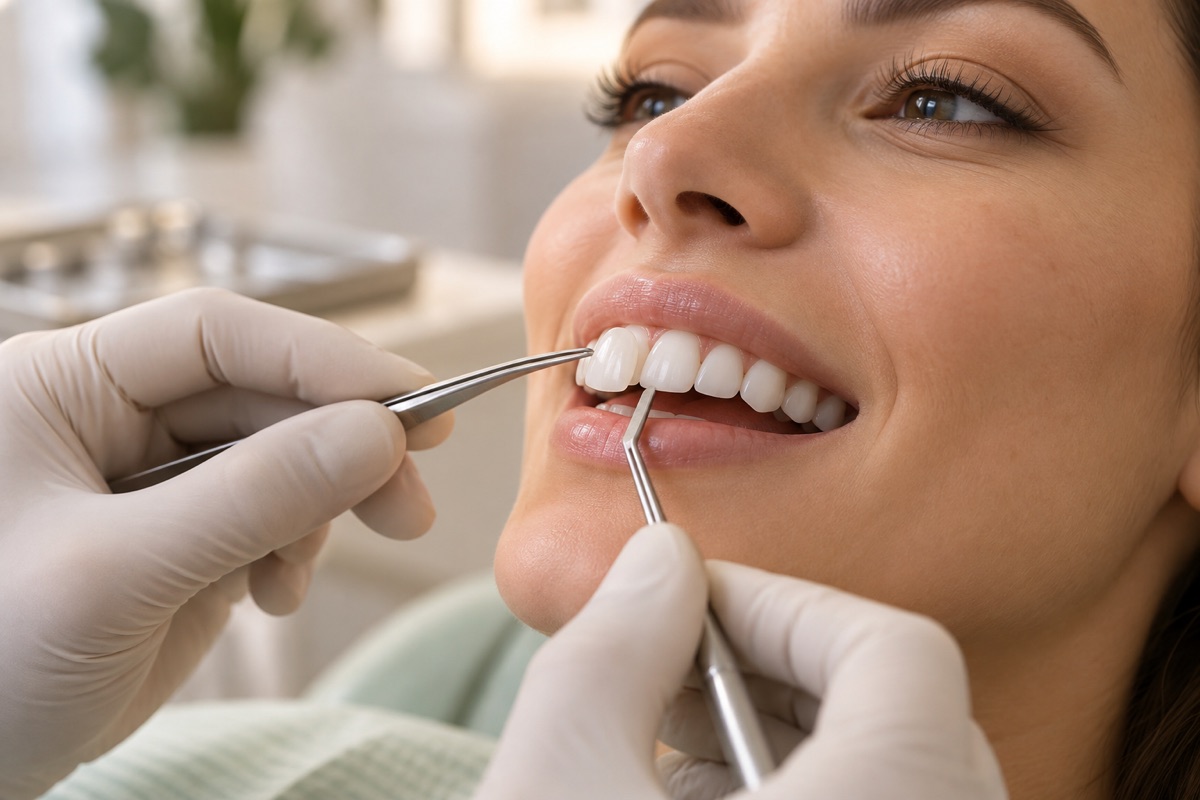 Imagem odontológica sobre cimentação das lentes de contato dental: como é o dia da colagem