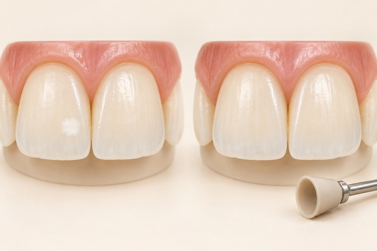 Imagem odontológica sobre mancha branca no dente: microabrasão em porto alegre