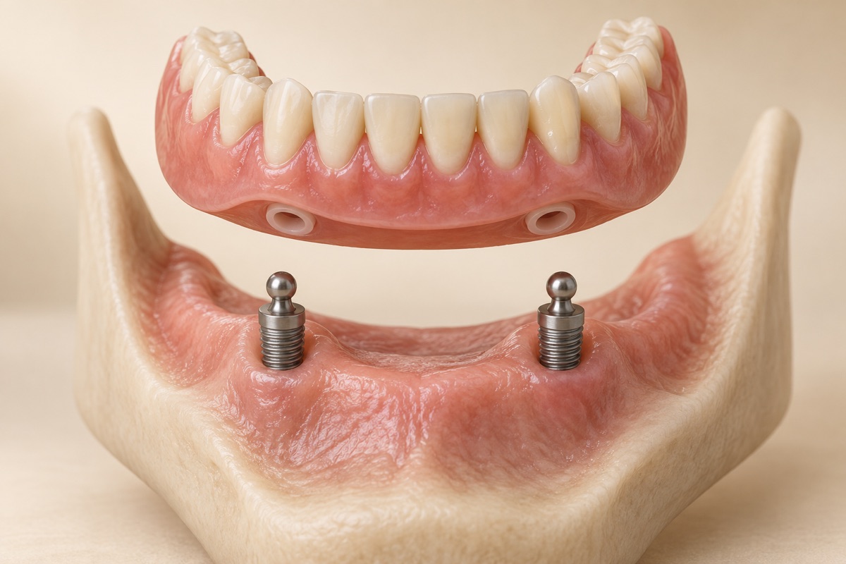 Imagem odontológica sobre overdenture sobre implantes em porto alegre