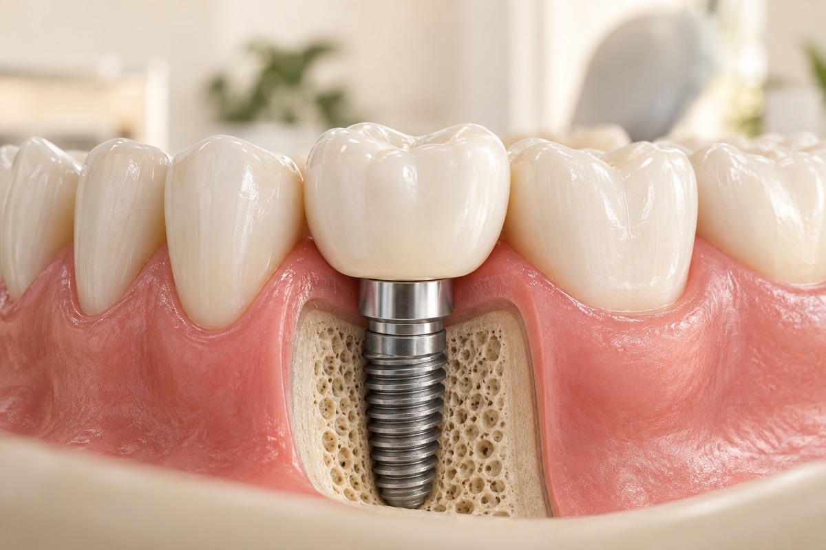 Imagem odontológica sobre coroa sobre implante em porto alegre