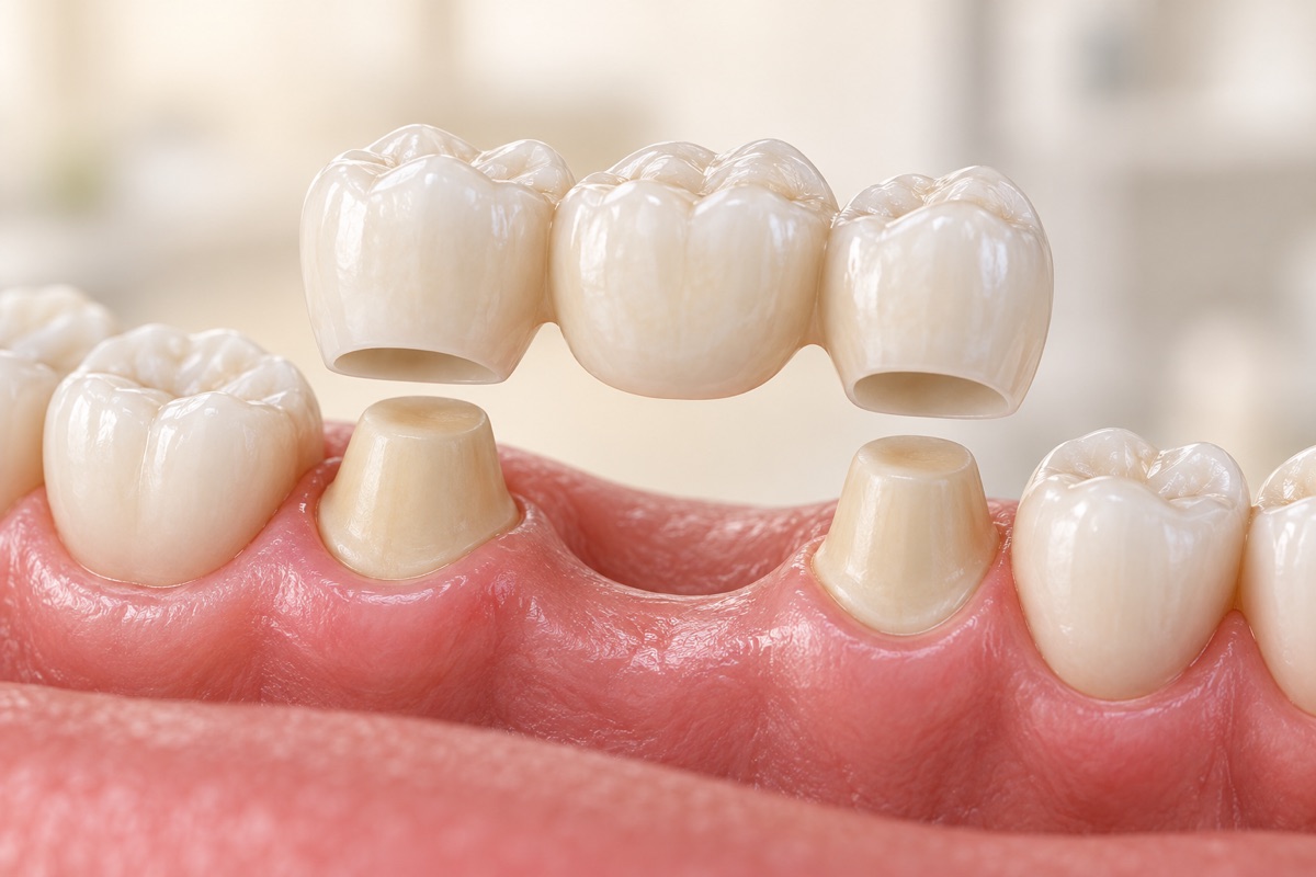 Imagem odontológica sobre ponte fixa dentária em porto alegre