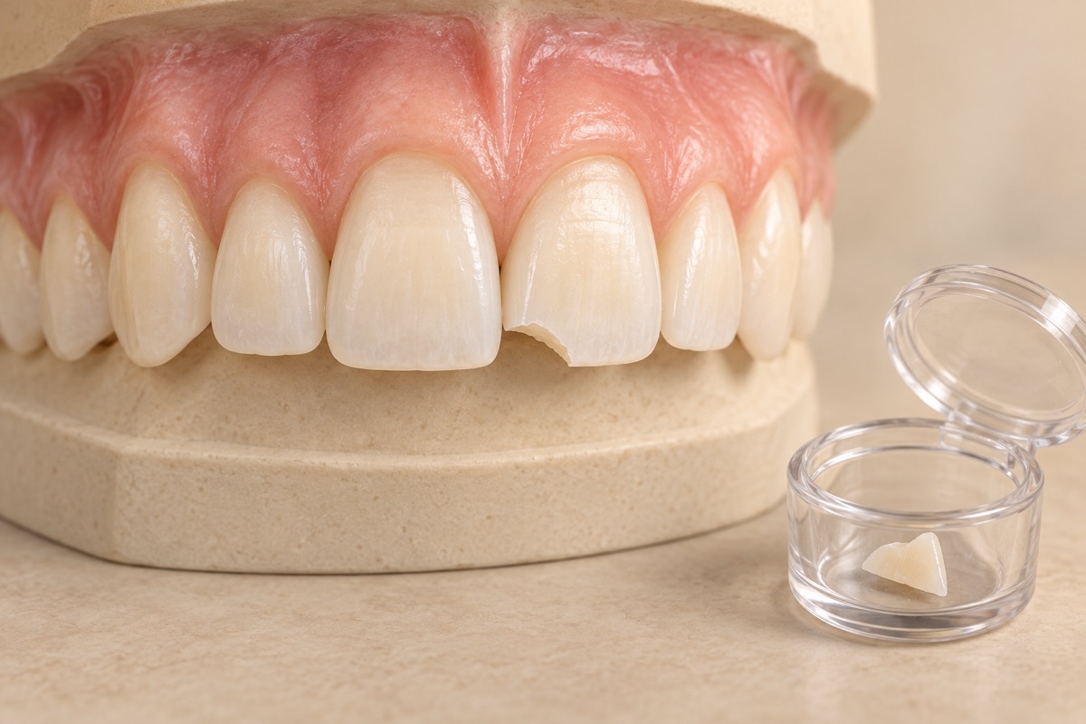 Imagem odontológica sobre quebrei um dente da frente: o que fazer agora