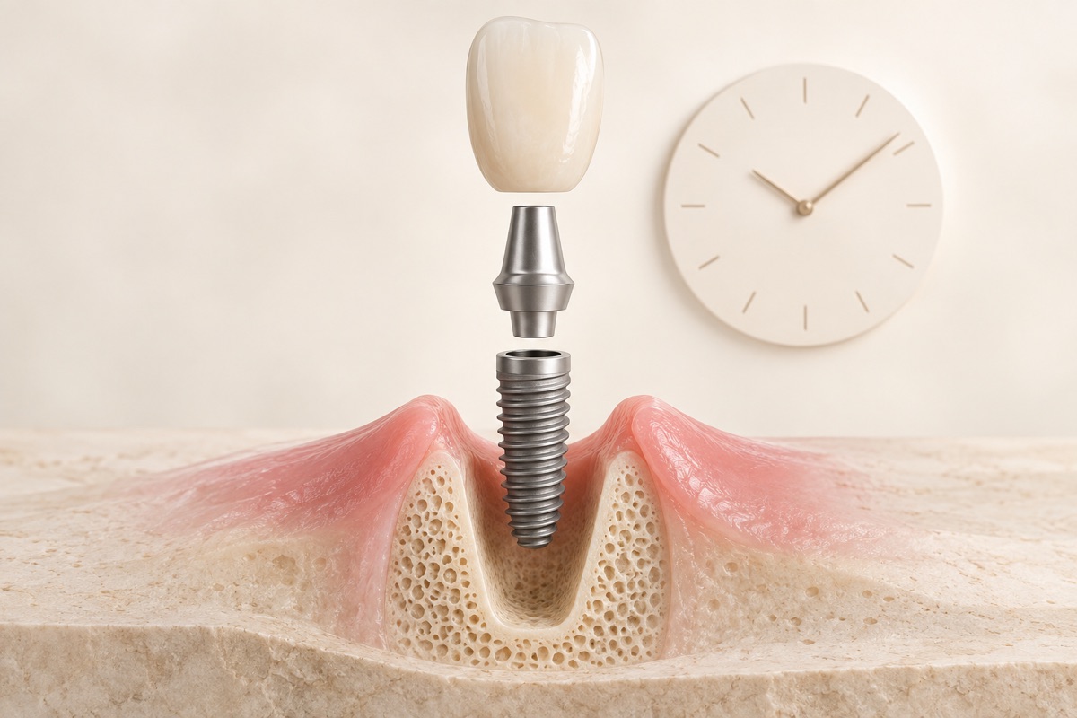 Imagem odontológica sobre dente no mesmo dia: implante imediato e carga imediata