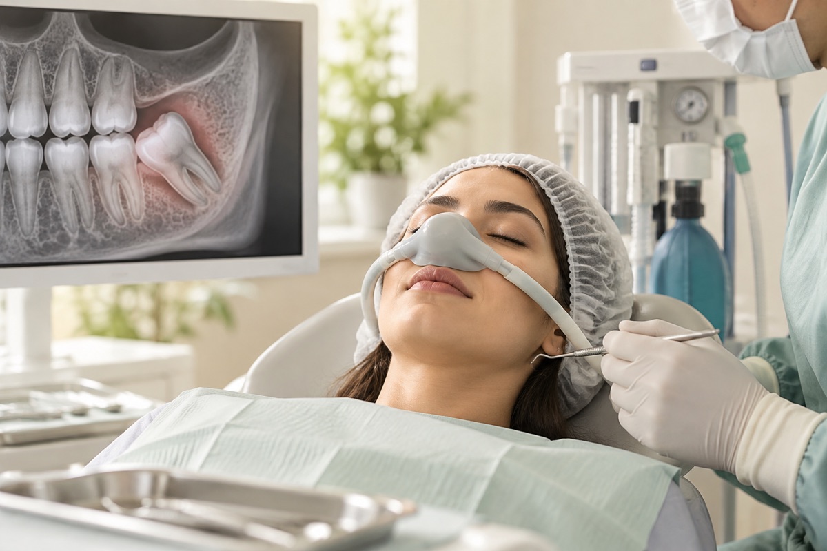 Imagem odontológica sobre anestesia e sedação para tirar o siso: diferenças e preparo