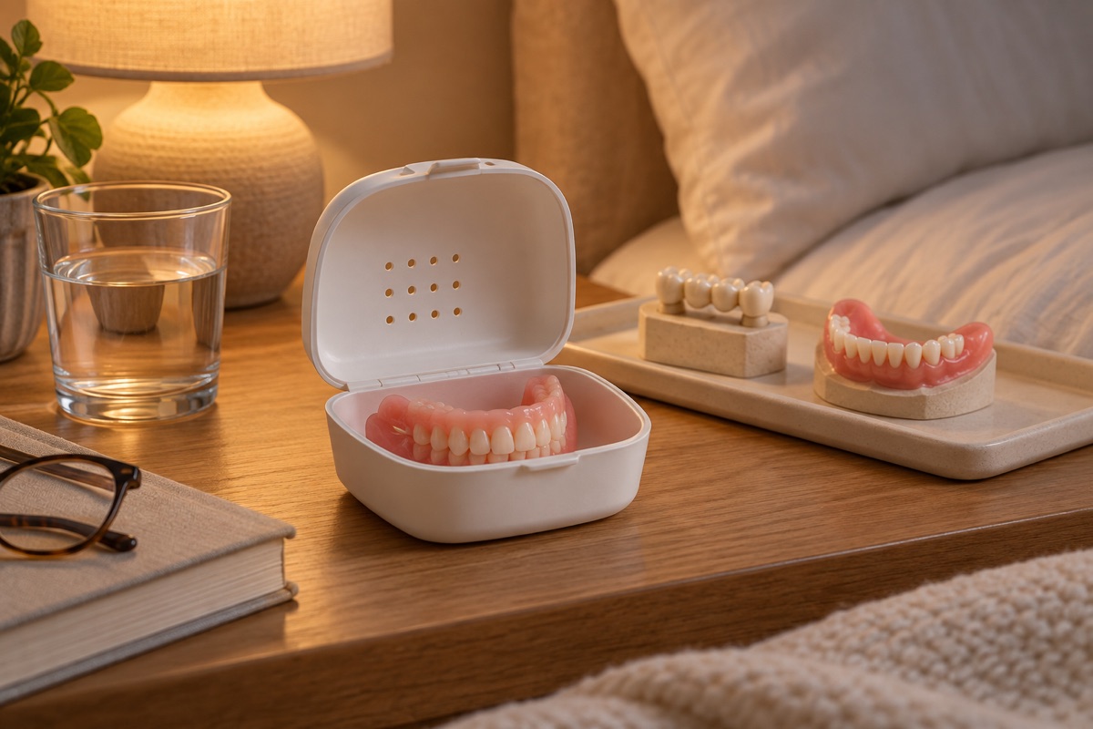 Imagem odontológica sobre pode dormir com prótese dentária? removível, fixa e imediata