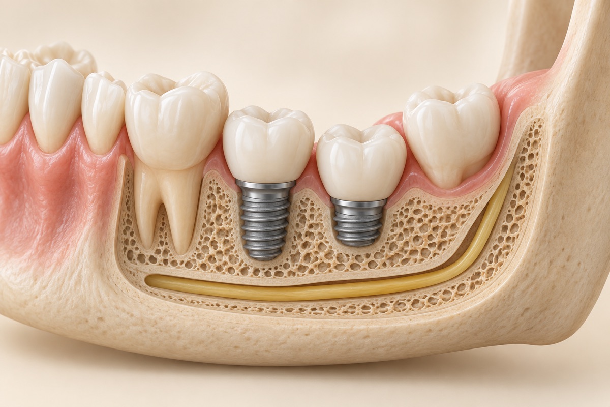 Imagem odontológica sobre implantes curtos e extracurtos