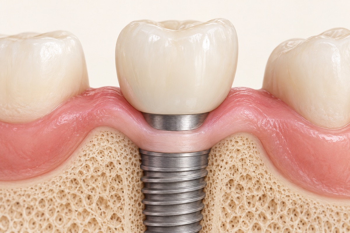 Imagem odontológica sobre enxerto gengival ao redor de implantes