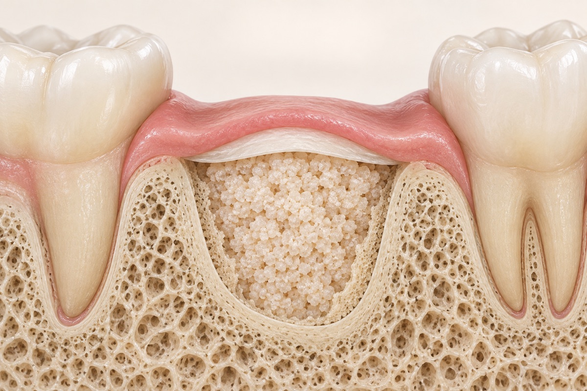 Imagem odontológica sobre preservação alveolar após extração