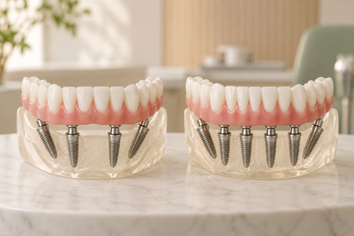 Imagem odontológica sobre all-on-4 ou all-on-6: como comparar