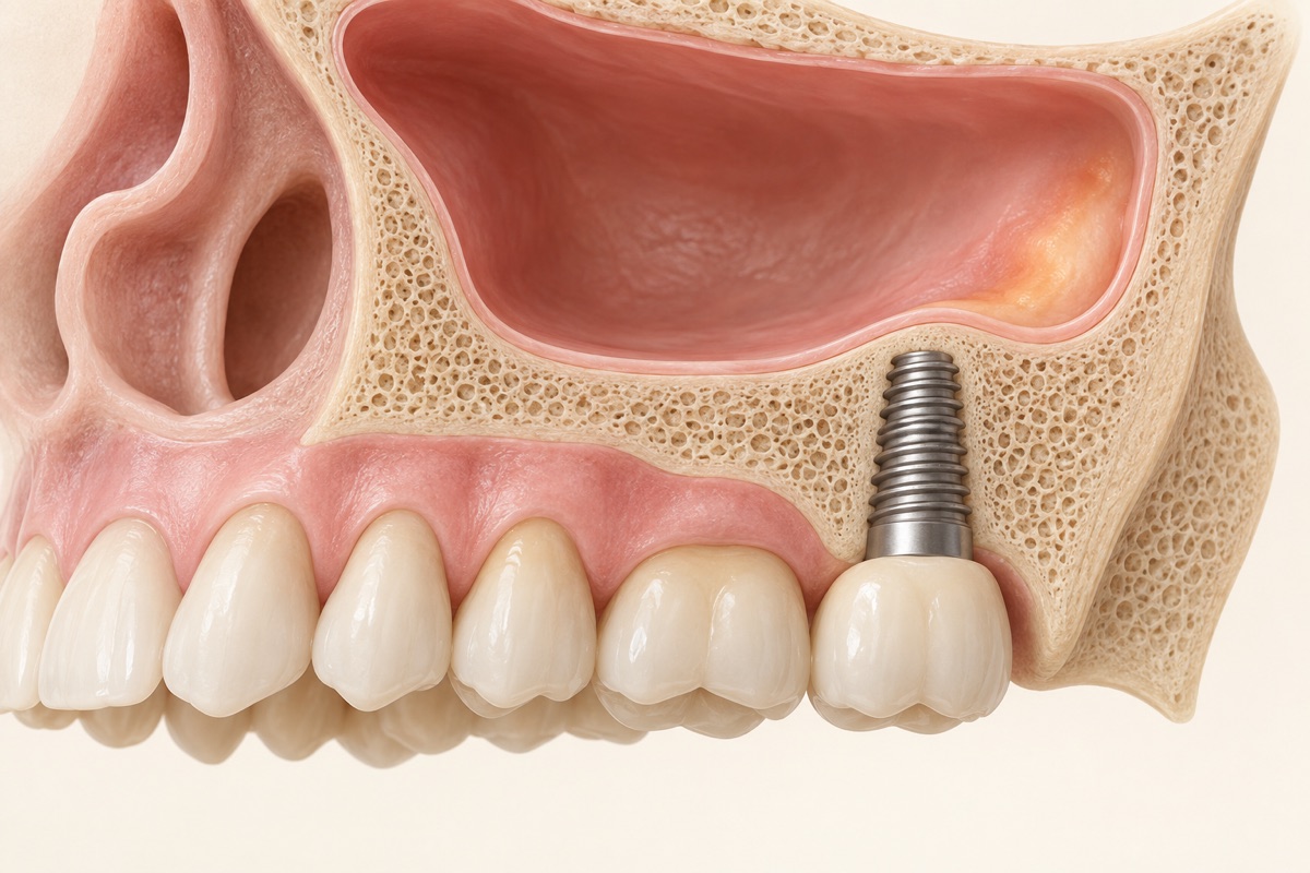 Imagem odontológica sobre implante e sinusite: quando investigar