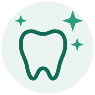 Ícone de clareamento profissional: dente com brilhos ao redor, representando dentes mais claros