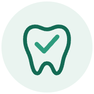 Ícone de clínica geral: dente com um sinal de confirmação, representando a avaliação de rotina