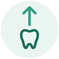 Ícone de extração de siso: dente com uma seta para cima, representando a remoção do dente siso