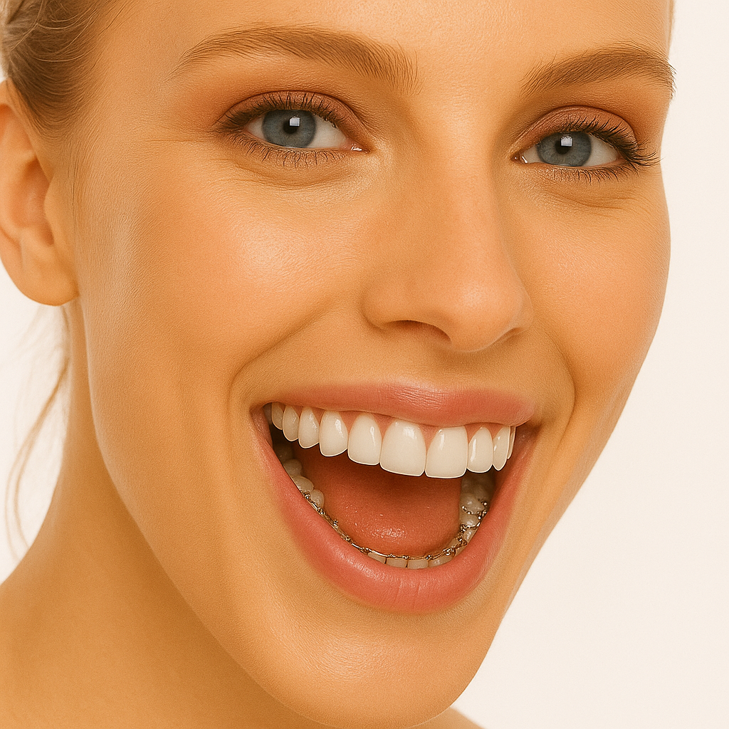 aparelho lingual por trás dos dentes